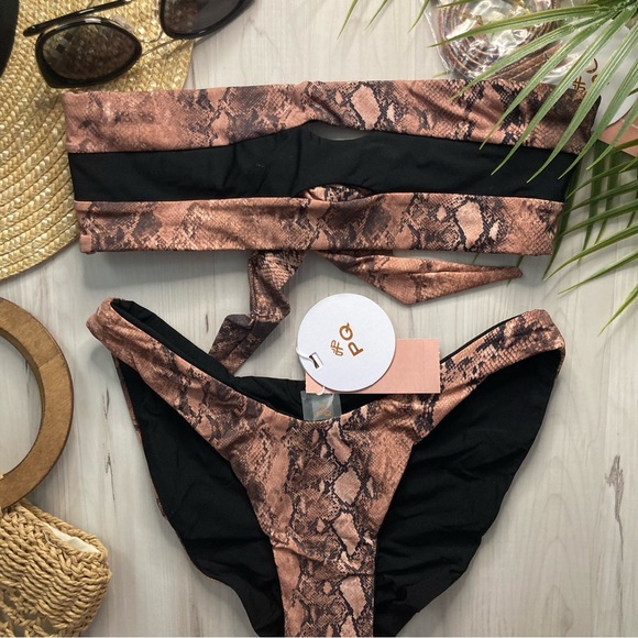 PQ Swim | PilyQ Bandeau Color Block Bikini Set - Picture 2 of 16